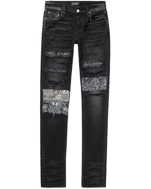 Amiri Black Bandana Art Jeans for men