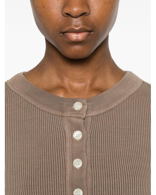 Citizens of Humanity Natural Varra Henley Ribbed-Knit Top