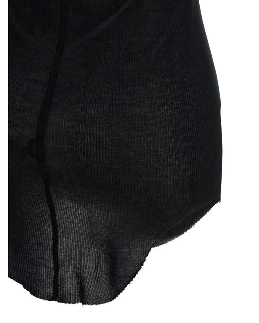 Rick Owens Black Basic Rib Asymmetrical Tank Top