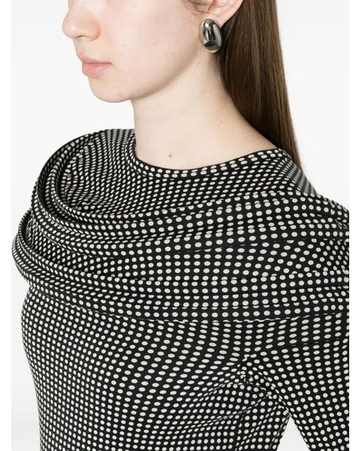 Junya Watanabe Gray Ruffled Polka Dot Top