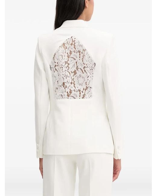 Morgan White Lace-Panel Blazer