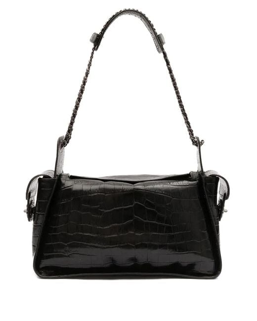 Bolso de hombro Anne Hobo con eslabón de cadena Isla de color Black