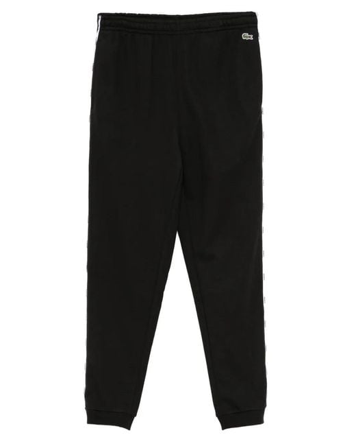 Lacoste Black Logo-Trim Cotton Track Pants for men