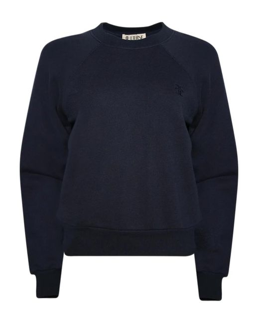 ÉTERNE Blue Shrunken Raglan-Sleeve Embroidered Sweatshirt
