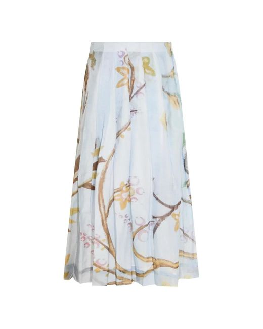 TALKING WALLS White Floral-Print Pleated Skirt