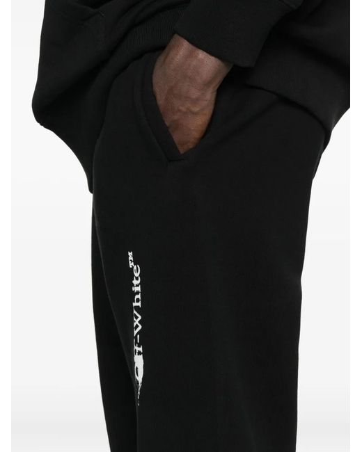 Off-White c/o Virgil Abloh Black Logo-Print Drawstring Track Pants for men