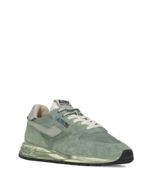 Autry Green Reelwind Metallic-Panel Suede Sneakers for men