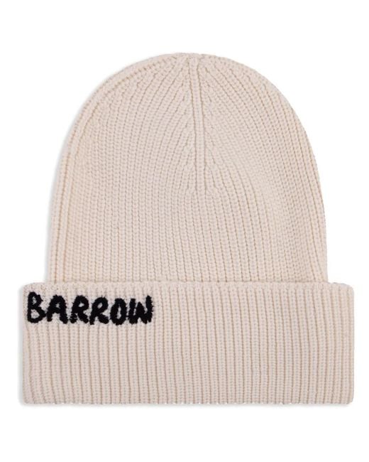 Barrow Natural Embroidered-Logo Beanie Hat