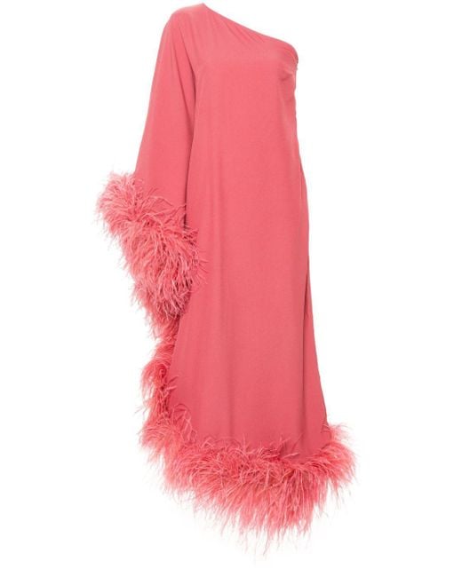 ‎Taller Marmo Pink Ubud Feather-Trim Dress