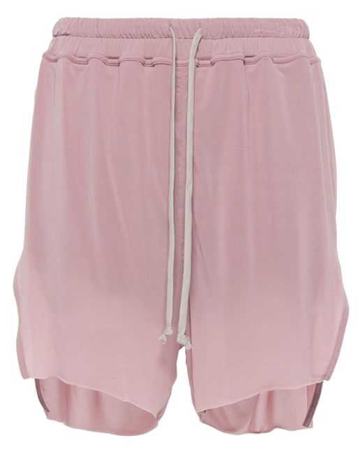 Rick Owens Pink Drawstring Jersey Shorts