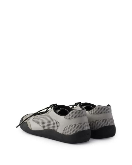 Prada Gray Speedrock Leather And Mesh Fabric Sneakers for men