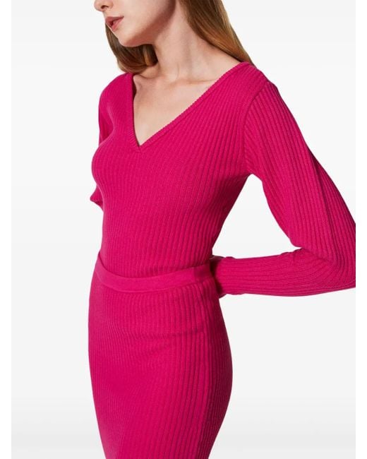 Twinset Red Gerippter Pullover