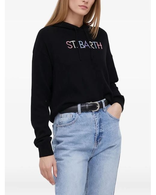 Mc2 Saint Barth Logo-embroidered Hoodie Blue