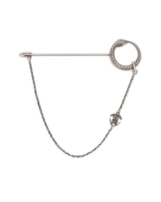 Roberto Cavalli White Snake-Motif Brooch for men