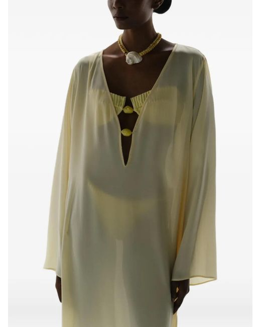 Baobab Natural Luna Bell-Sleeves Cut-Out Maxi Cover-Up
