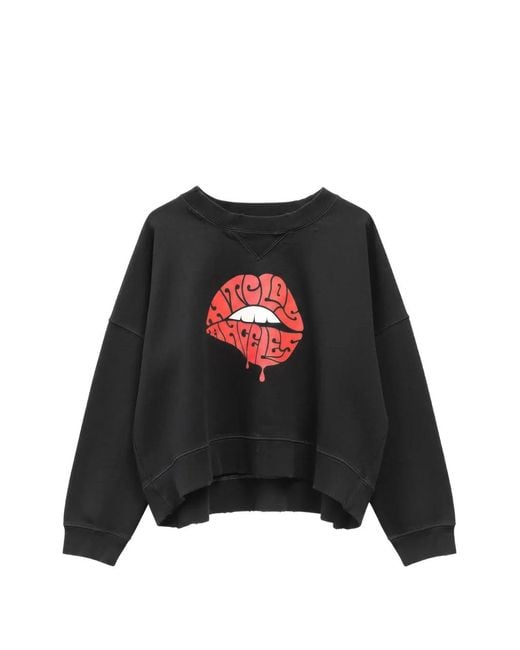 HTC Black Lips-Print Studded Sweater
