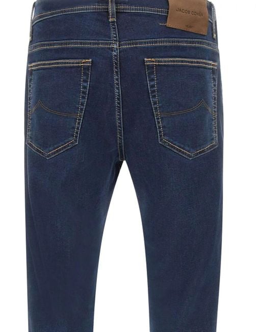 Jacob Cohen Blue Logo-Patch Jeans for men
