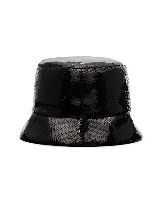 Prada Black Logo-Embellished Sequined Bucket Hat