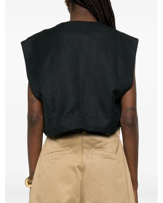 BATAKOVIC Belgrade Black Button Linen Gilet