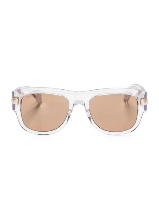 Gucci Pink Logo-Engraved Square-Frame Sunglasses for men