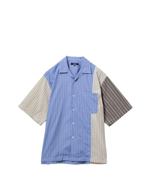 Comme des Garçons Blue Panelled Vertical-Stripe Shirt for men