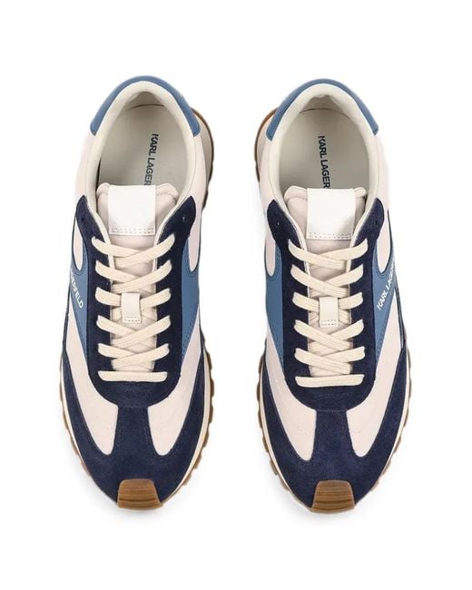 Karl Lagerfeld Blue Kairo Panelled Suede-Trimmed Sneakers for men