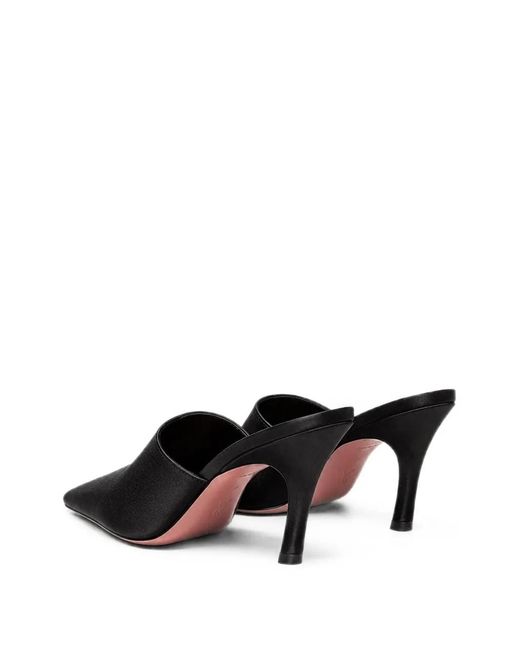 AMINA MUADDI Black Jamie Satin Mules