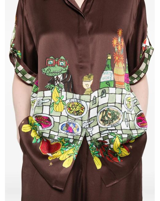 Camisa Fredo con ilustración estampada ALÉMAIS de color Brown