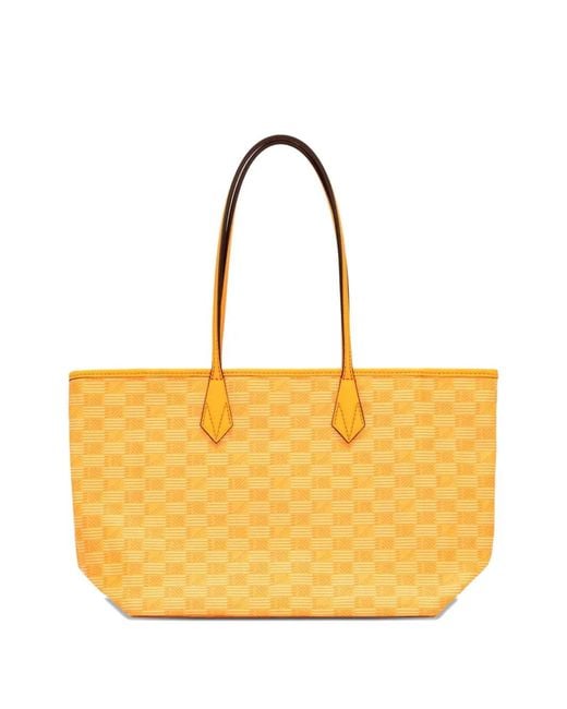 Moreau Yellow Zip Check-Patterned Tote Bag