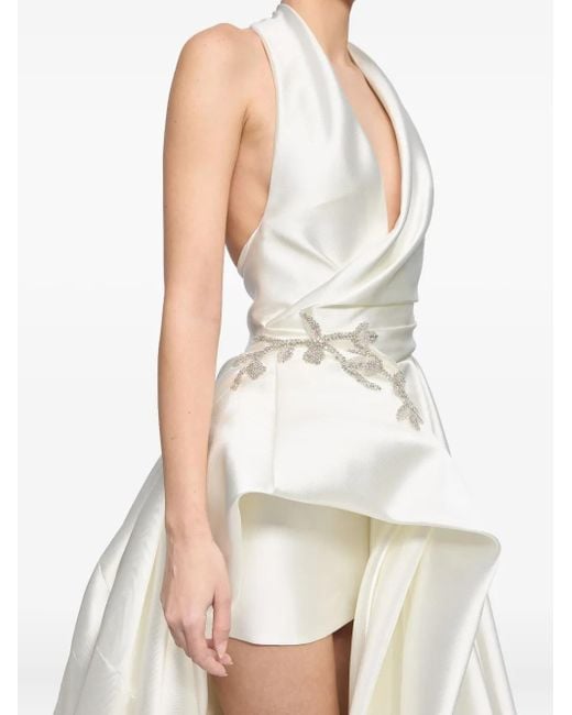 Ana Radu White Satin Draped Gown