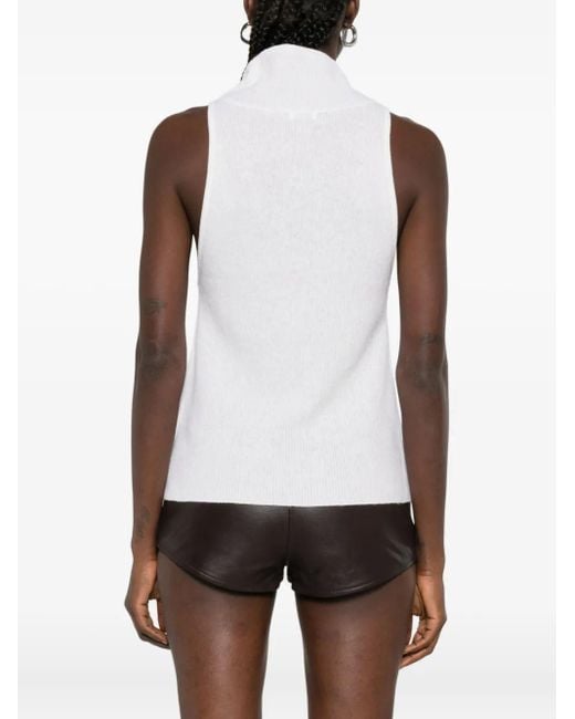 St. Agni White High-Neck Ribbed Vest