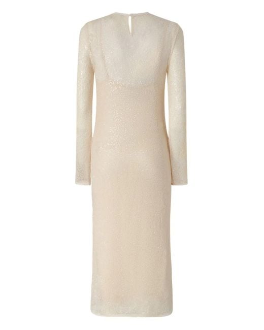 Pinko Natural Midi Dress With Rear Teardrop Fastening