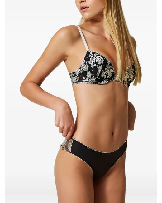 Twinset Black Embroidered Tulle Briefs