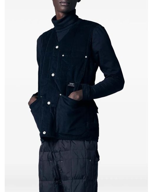 Taion Black Work Quilted V-Neck Vest