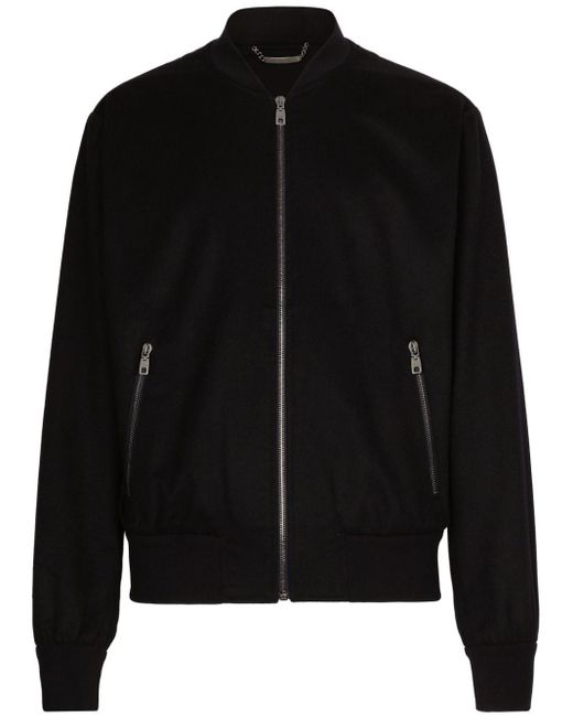 Dolce & Gabbana Black Zip-up Cashmere Bomber Jacket for men