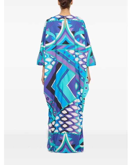 Emilio Pucci Blue Caftan À Imprimé Vivara