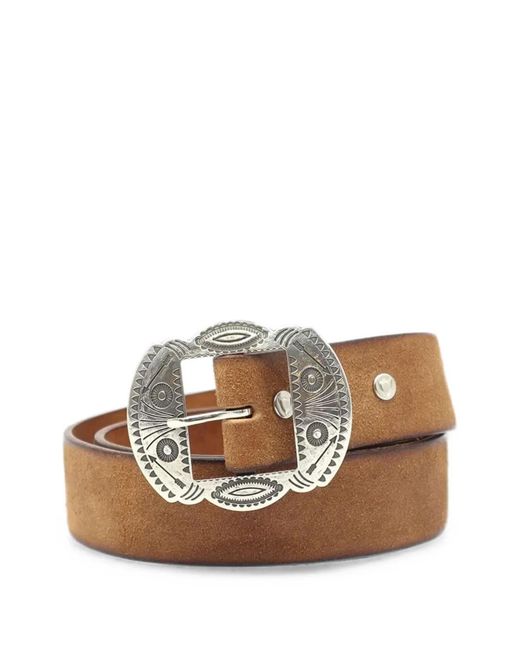 HTC Pink Belasco Engraved Buckle Suede Belt for men