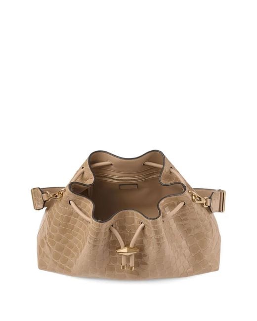 Jimmy Choo Natural Medium Cinch Crocodile-Embossed Shoulder Bag