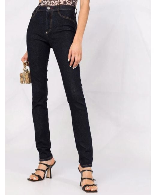 Philipp Plein Blue High-Waisted Skinny Jeans