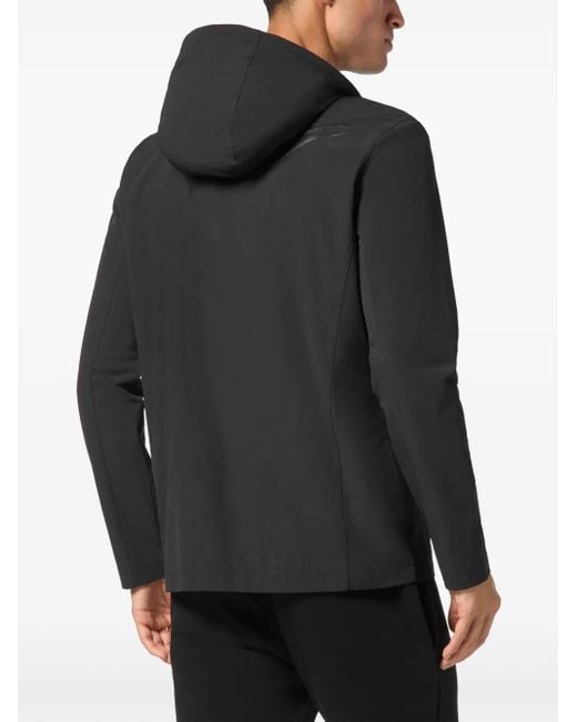 Philipp Plein Black K-Way Hooded Jacket for men