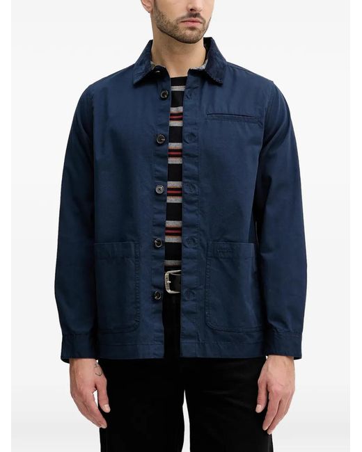 Barbour Blue Button Corduroy Collar Jacket for men