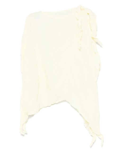 Issey Miyake Natural Wrinkled Twisted Blouse