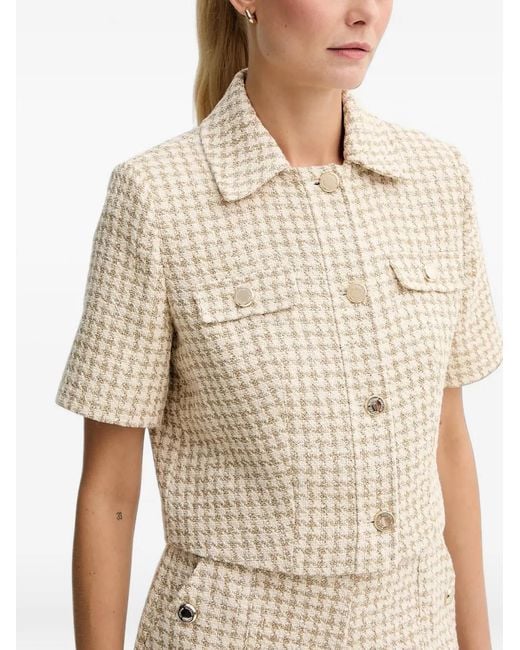 Morgan Natural Houndstooth Cropped Shirt