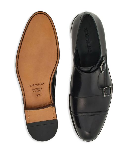 Ferragamo Black Tramezza Double Monkstrap for men