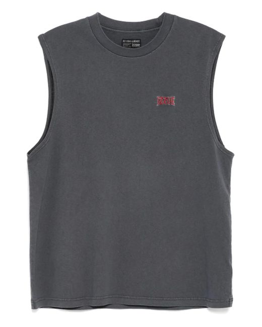 Izzue Gray Logo-Embroidered T-Shirt for men
