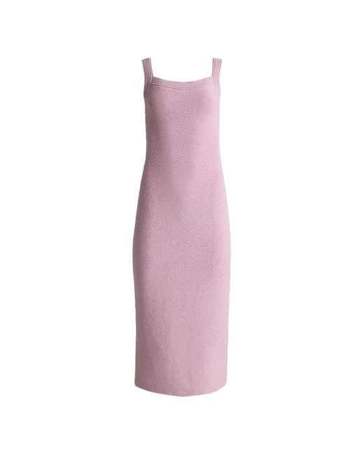 St. John Purple Juliette Metallic-Mouliné-Knit Dress
