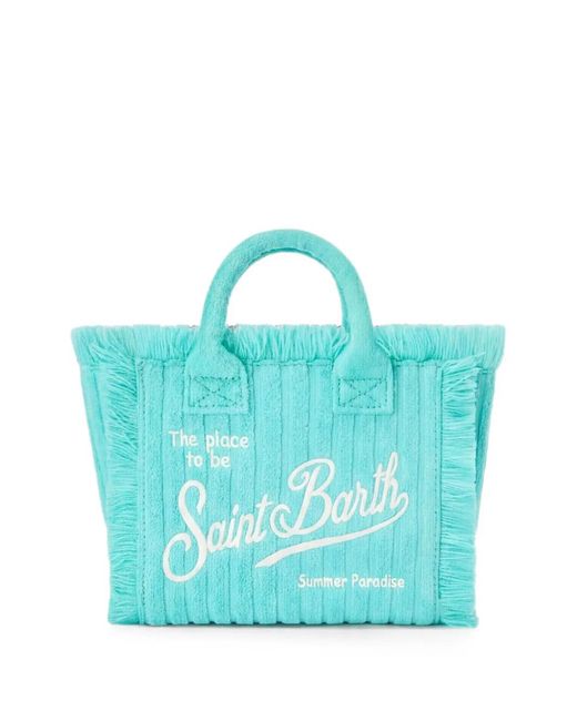 Mc2 Saint Barth Blue Mini Vanity Fringed Tote Bag