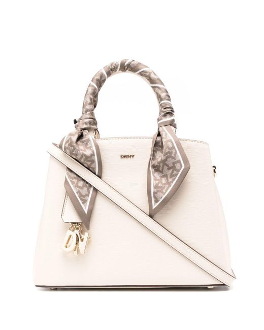 DKNY Leather Paige Decorative-scarf Tote Bag in Natural | Lyst
