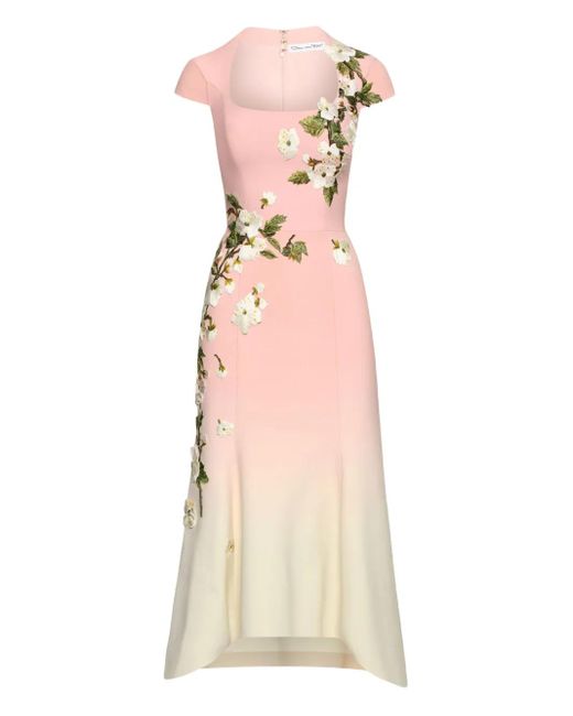 Oscar de la Renta フローラル ドレス Natural