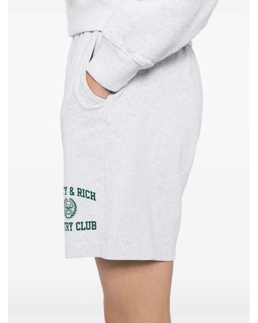 Sporty & Rich White Varsity Crest Gym Shorts